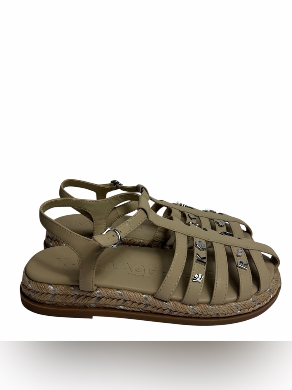 Karl Lagerfeld Chaselyn Fisherman Espadrille Sandals Nude 7.5 NWT